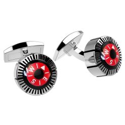 Boutons De Manchette | Zancan Gioielli Zancan Silver Cufflinks With Red Compass.