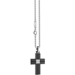 Colliers | Zancan Gioielli Zancan Steel Necklace With Cross And White Sapphires.