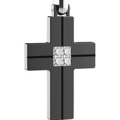 Colliers | Zancan Gioielli Zancan Steel Necklace With Cross And White Sapphires.