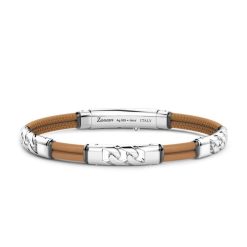 Bracelets | Zancan Gioielli Zancan Natural Leather Bracelet With Silver Elements. Marron