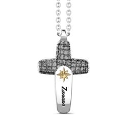 Colliers | Zancan Gioielli Zancan Silver Necklace With Leather Effect Cross Pendant.