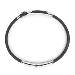 Bracelets | Zancan Gioielli Zancan Leather Bracelet With Silver Tag. Noir