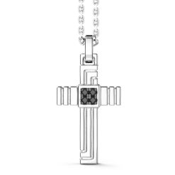 Colliers | Zancan Gioielli Zancan Silver Necklace With Cross Pendant And Black Stones.