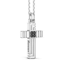 Colliers | Zancan Gioielli Zancan Silver Necklace With Cross Pendant And Black Stones.