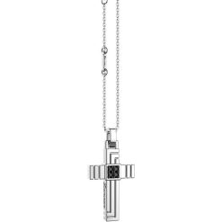 Colliers | Zancan Gioielli Zancan Silver Necklace With Cross Pendant And Black Stones.