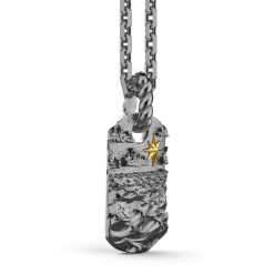 Colliers | Zancan Gioielli Zancan Burnished Silver Necklace With Pendant Depicting Sea Waves.