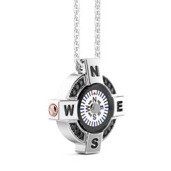 Colliers | Zancan Gioielli Zancan Silver Necklace With White Compass And Black Spinels.