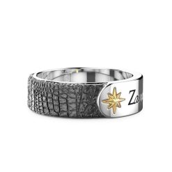 Bagues | Zancan Gioielli Zancan Silver Band Ring With Leather Effect. 18