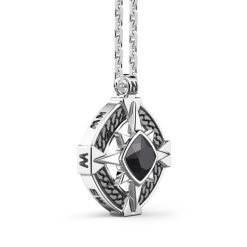 Colliers | Zancan Gioielli Silver Necklace With Onyx On The Pendant.