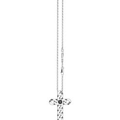 Colliers | Zancan Gioielli Zancan Silver Necklace With Cross Pendant And Black Stones.