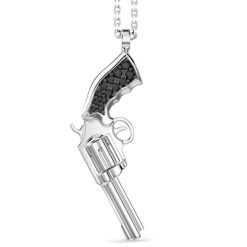 Colliers | Zancan Gioielli Zancan Silver Necklace With Silver Gun Pendant And Black Stones.