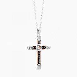 Colliers | Zancan Gioielli Zancan White Gold Necklace With Cross And Diamonds.