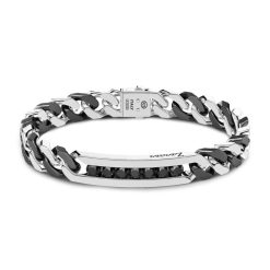 Bracelets | Zancan Gioielli Zancan Silver Ceramic Curb Chain Bracelet With Tag And Black Stones.