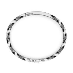 Bracelets | Zancan Gioielli Zancan Silver Ceramic Curb Chain Bracelet With Tag And Black Stones.