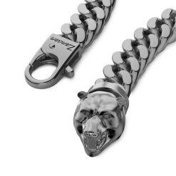 Bracelets | Zancan Gioielli Zancan Silver Curb Chain Bracelet With Bear Head Closure.