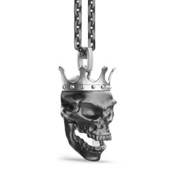 Colliers | Zancan Gioielli Zancan Silver Necklace With Crowned Skull Pendant. Noir