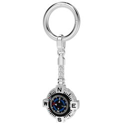 Porte-Cles | Zancan Gioielli Zancan Keychain With Black Silver Compass. Bleu