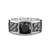 Bagues | Zancan Gioielli White And Black Silver Ring With Onyx. 18