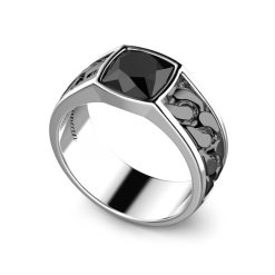 Bagues | Zancan Gioielli White And Black Silver Ring With Onyx. 18