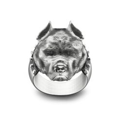 Bagues | Zancan Gioielli Zancan Silver Pit Bull Ring With Vintage Finish. 18