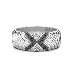 Bagues | Zancan Gioielli Zancan Silver Band Ring With Black Stones. 18