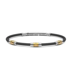 Bracelets | Zancan Gioielli Zancan Natural Leather Bracelet With Silver Elements. Noir