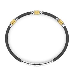 Bracelets | Zancan Gioielli Zancan Natural Leather Bracelet With Silver Elements. Noir