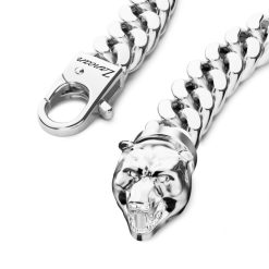 Bracelets | Zancan Gioielli Zancan Silver Curb Chain Bracelet With Bear Head Closure.