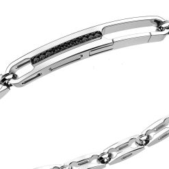 Bracelets | Zancan Gioielli Zancan Silver Link-Only Bracelet With Black Stones. 19