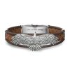 Bracelets | Zancan Gioielli Zancan Bracelet Made From Silver And Leather With Eagle. Marron