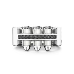 Bagues | Zancan Gioielli Zancan Silver Bullet Ring With Black Stones. 18