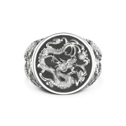 Bagues | Zancan Gioielli Zancan Silver Signet Ring With Dragon. 18