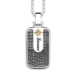 Colliers | Zancan Gioielli Zancan Silver Necklace With Leather Effect Tag Pendant.