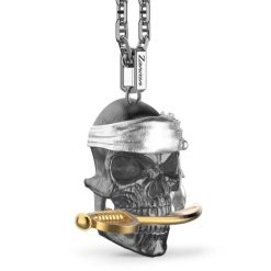 Colliers | Zancan Gioielli Zancan Silver Necklace With Pirate Skull Pendant. Noir