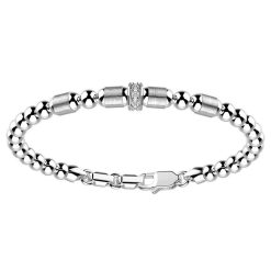 Bracelets | Zancan Gioielli Zancan Silver Beads Bracelet With Satin Finish Inserts And White Stones. Classique