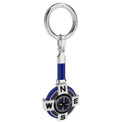 Porte-Cles | Zancan Gioielli Zancan Silver Keychain With A Black Compass And Black Spinels. Bleu