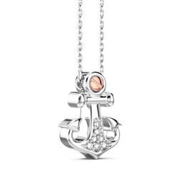 Colliers | Zancan Gioielli Zancan Silver Necklace With Anchor Pendant And White Stones.