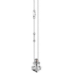 Colliers | Zancan Gioielli Zancan Silver Necklace With Anchor Pendant And White Stones.