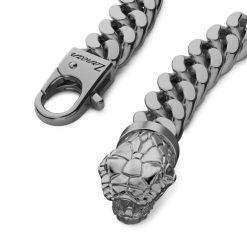 Bracelets | Zancan Gioielli Zancan Silver Curb Chain Bracelet With Snake Head Closure.