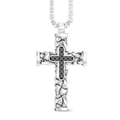 Colliers | Zancan Gioielli Zancan Silver Necklace With Cross Pendant And Black Stones.