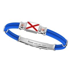 Bracelets | Zancan Gioielli Zancan Kevlar Bracelet With Lacquered Silver Nautical Flag And Rose Gold Screws. Bleu Clair