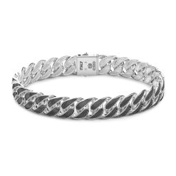 Bracelets | Zancan Gioielli Zancan Silver Curb Chain Bracelet With Black Striated Finish. 19