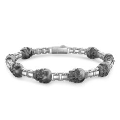 Bracelets | Zancan Gioielli Zancan Silver Link Bracelet With Skulls. Noir