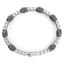 Bracelets | Zancan Gioielli Zancan Silver Link Bracelet With Skulls. Noir