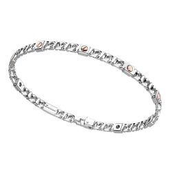 Bracelets | Zancan Gioielli Zancan Silver Curb Chain Bracelet With Rose Gold Screws.