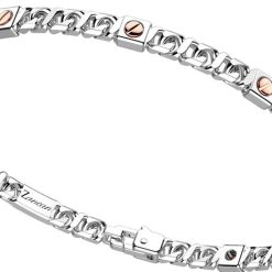 Bracelets | Zancan Gioielli Zancan Silver Curb Chain Bracelet With Rose Gold Screws.