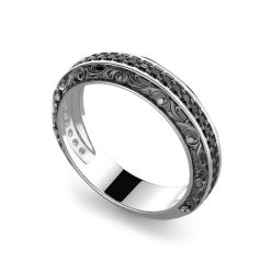 Bagues | Zancan Gioielli Zancan Silver Band Ring With Black Stones. 18