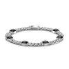 Bracelets | Zancan Gioielli Zancan Silver Curb Chain Bracelet With Black Stones.