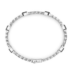 Bracelets | Zancan Gioielli Zancan Silver Curb Chain Bracelet With Black Stones.