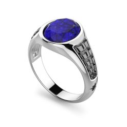 Bagues | Zancan Gioielli Zancan Silver Signet Ring With Oval Lapis Lazuli Stone. 18